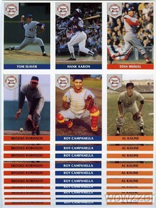 (10) 1992 Front Row All-Time Greats Uncut Sheet-Hank Aaron,Seaver,Musial,Kaline+