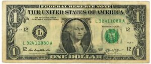 Wet Ink Transfer Back to Front & Front To Back Error 2013 $1 One Dollar Bill
