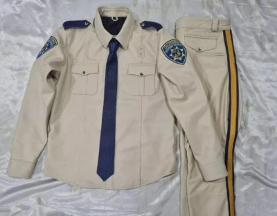 Men's Real Cow Leather Highway Police Complete Uniform Breeches Shirt & Pant - Image 1 of 4