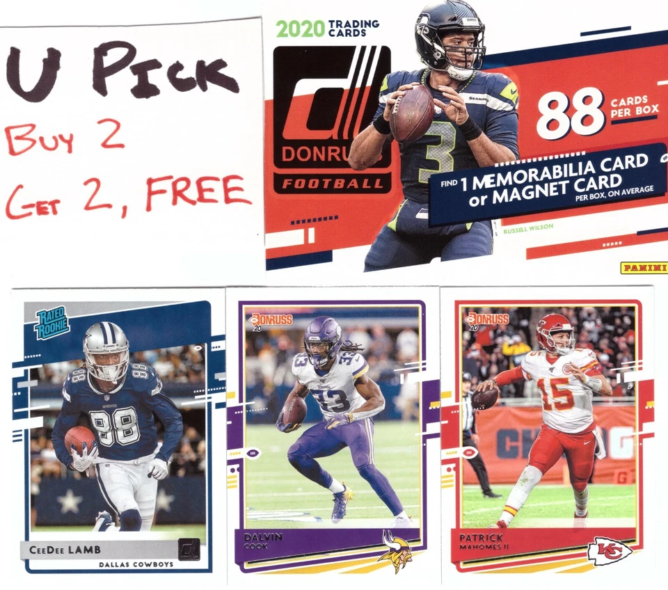 2020 Donruss Football Base 1-250 Stars Throwback SHIPS FREE, BUY 2, GET 2 FREE - Image 1 of 1