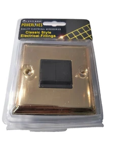 Victorian Style Brass Double Light Switch with Black Insert - Picture 1 of 2