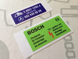 Mercedes W126 R107 C107 Aufklebersatz ATE-Bremskraftverstärker, Bosch-Zündspule - Bild 1 von 3