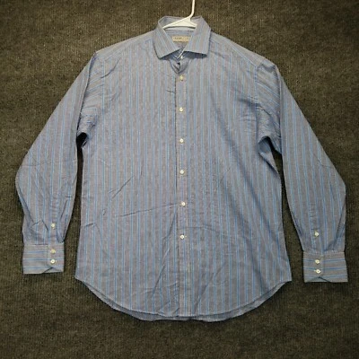 Jack Stone Thomas Dean Shirt Men Large Blue Striped Flip Cuff Long Sleeve Button - Image 1 of 4