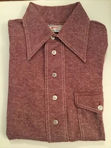 Vintage ENRO 60/70's Fashion Knits Maroon Short Sleeve Collar Men’s Shirt Nice! - Picture 1 of 13