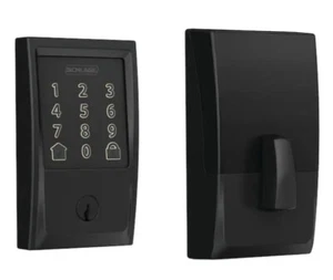 Schlage BE489WB V CEN 622, Encore, Smart WiFi Deadbolt with Alarm, Matte Black - Picture 1 of 4