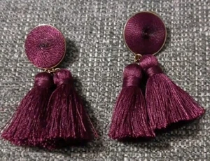 Sugarfix By BaubleBar Double  Tassel Earrings Plum Purple Dangle Fringe Bohemian - Picture 1 of 7