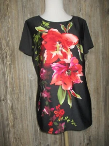 Laura Scott Womens Sz Small Black Large Floral Top Whimsigoth Cottage Core Artsy - Picture 1 of 13