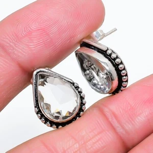 Alexandrite Gemstone Handmade 925 Sterling Silver Jewelry Stud Earring Sz 0.75" - Picture 1 of 1