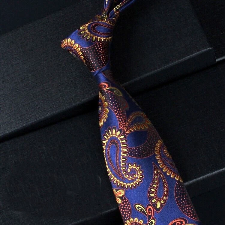 Nueva Corbata Clásica Paisley Azul Marrón JACQUARD TEJIDA 100% Seda Para Hombre Foto 1 de 1