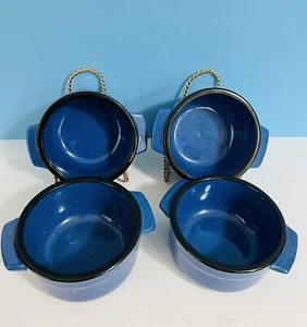 Set di 4 ciotole CYRK, Inc RC in gres pesante ~ blu intenso ~ zuppa ~ peperoncino - Foto 1 di 12