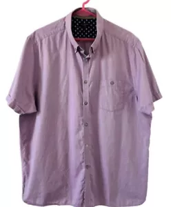 Ted Baker Short Sleeve Button Down Shirt Cotton 3XL Size 7 Light Purple Pink - Picture 1 of 9