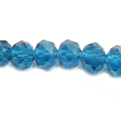 Glasperlen facettiert geschliffen Rondell 8x6 mm petrol 65 Perlen nenad-design - Bild 1 von 4