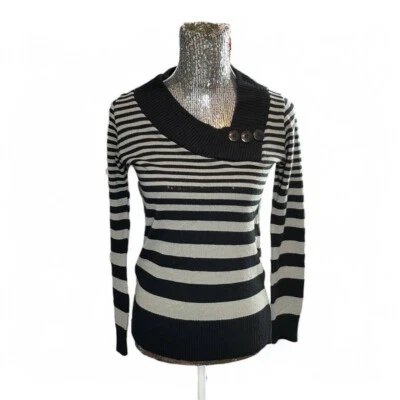 Suéter Vintage 5.7.9 Años 90 Gótico Rayas Mujer Mediano Y2K Acogedor Minimalista Academia Foto 1 de 4