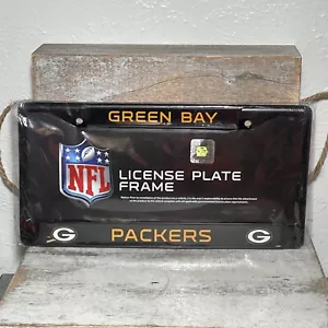 Rico Industries NFL Green Bay Packers matrícula marco cromado negro 12x6,5" - Imagen 1 de 7