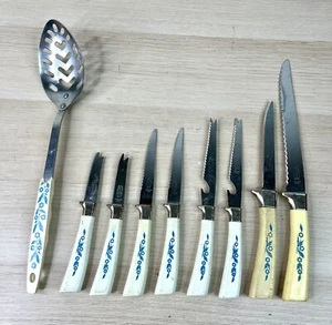 Blue Cornflower Sheffield Corningware Knives And Serving Spoon 9 Piece Set - Picture 1 of 6