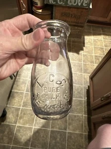 L. C. C. Pure Milk Embossed Half Pint Milk Bottle Newark Ohio OH - Picture 1 of 9