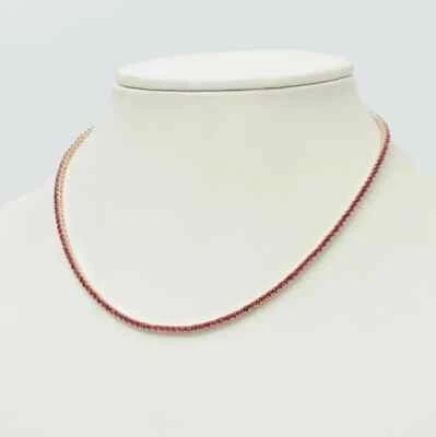 925 Silver Ruby tennis necklace, tennis choker chain, gold tennis necklace, ever - Image 1 of 4