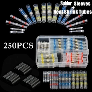 250pcs Solder Seal Heat Shrink Tube Butt Wire Connectors Waterproof Terminals  - Picture 1 of 12