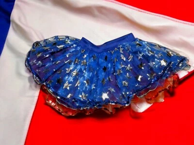 美国 7 月 4 日分层 TUTU 裙子女孩服装均码星星红色银色蓝色 — 第 1/4 张图片