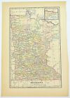 1898 Map of the State of MINNESOTA Hand Colored Lithograph 10.75 x 7.25