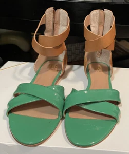 pour la victoire grren and brown gladiator zip back sandal sz 7.5m - Picture 1 of 6
