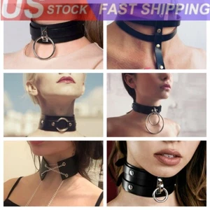 Damen Leder Halsband Riemen Gürtel Bondage Hals Harness Strapshalter BDSM Halskette - Bild 1 von 34
