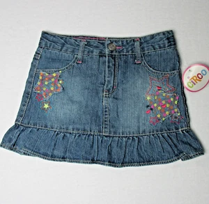 Girls Circo Adjustable Waist Jean Ruffle Skirt / Skort Embroidered Size L -Girls - Picture 1 of 11