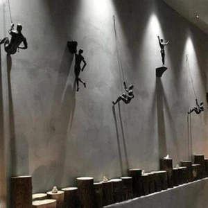 Klettern Mann Harz Eisendraht Wandbehang Dekoration Skulptur Figuren S5Q0 - Imagen 1 de 11