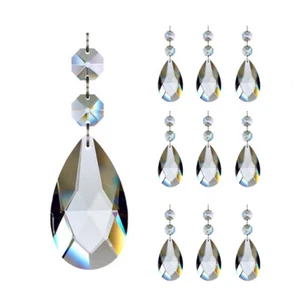 10X Glass Crystal Prism Tear Drop Pendant Chandelier Decoration DIY 63mm - Imagen 1 de 10