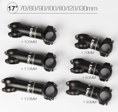 UNO Aluminum Stems +/-17° MTB Road XC Bike handlebar Stem 31.8*70-130mm Black - Image 1 of 4