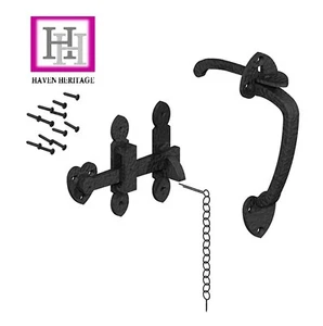 Cierre de pulgar negro hierro fundido pestillo de sufa antiguo vintage tradicional resistente - Imagen 1 de 4