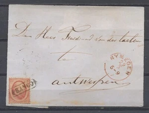 10c ROOD 1864 FRANCO NIJMEGEN 29-3 (1867) ANTWERPEN (PAYS BAS PAR ANVERS)  Ho882 - Bild 1 von 2