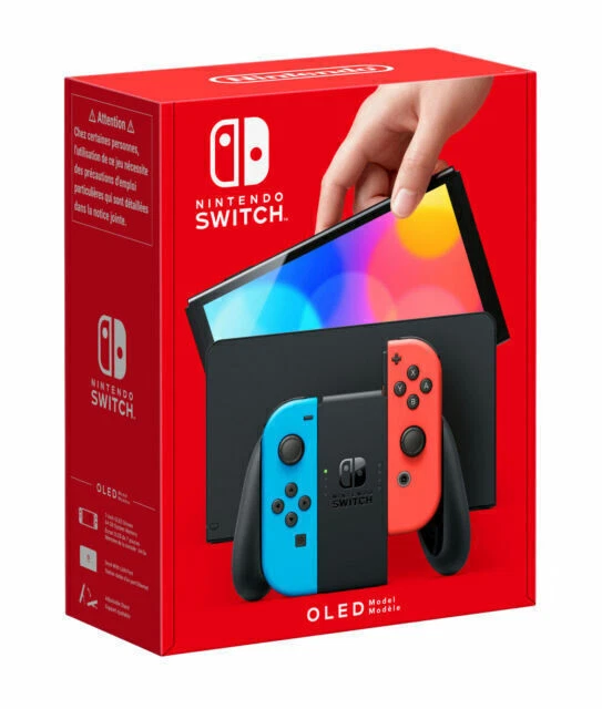 Nintendo Switch Modello OLED HEG-001 Console Portatile - 64GB - Nero/Neon Rosso/Neon Blu