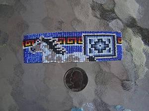 Handmade Navajo Indian Beaded Barrette. Horse Pattern & Rug Design, Nathaniel - Picture 1 of 6