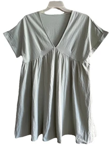 Vestito donna babydoll Shein Vacay taglia L verde scollo a V manica corta casual - Foto 1 di 4