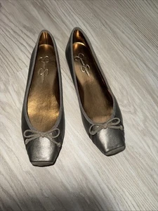 NWOB~Jessica Simpson Metallic Bronze Leather Square Toe Ballet Flats Size 9.5M - Bild 1 von 7