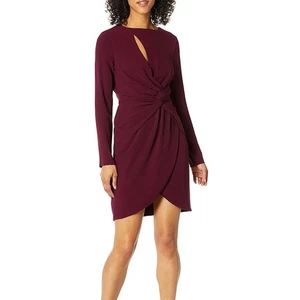 NWT Dress The Population Coby Long Sleeve Cut Out Burgundy Dress XXL - Picture 1 of 10