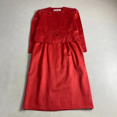 Traje Christian Dior Set-Up Sin Cuello Rosa Rojo Vintage W4519 Foto 1 de 4