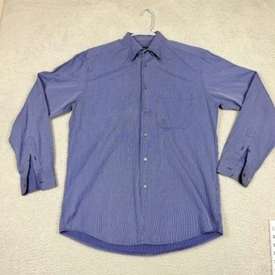 Camisa de vestir Zanella para hombre azul a rayas hecha en Italia talla L manga larga Foto 1 de 4
