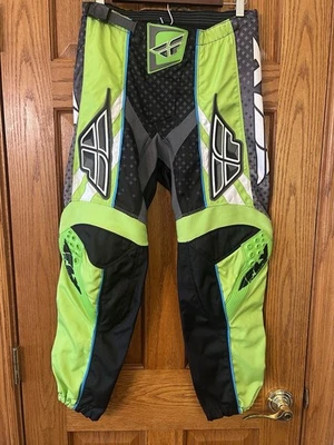 Pantalones de motocross Fly Racing F-16 talla 30 verde negro gris MX ATV equipo todoterreno Foto 1 de 4
