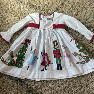 Eleanor Rose Nutcracker White Dress Red Tie Girls Boutique Size 3/4 Christmas  - Image 1 of 4
