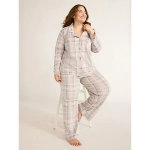 Joyspun Womens Velour Notch Collar Top and Pants Pajama Set 2 Piece Grey Size L - Picture 1 of 7