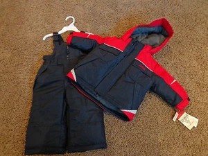 OSH KOSH boy's NWT 12M navy blue & red snowsuit bibs & zip up jacket w/hood  - Picture 1 of 12