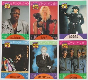 Juego profesional de tarjetas de música 1991 conjunto completo de 6 tarjetas promocionales Madonna Hendrix Janet Hammer - Imagen 1 de 1