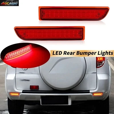 2x Red Lens LED Bumper Reflector Tail Brake Light Lamp For 2006-2012 Toyota RAV4 - Image 1 of 4