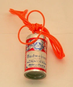 Vtg Toy Vending Prize Budweiser Brewing Beer Can Necklace Pendant 1980s NOS New - Picture 1 of 2