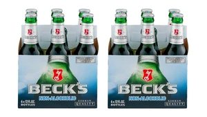 Malt Beverage Beck'S German Non Alcoholic Beer 2 Packs of 6 Glass Bottles 12 Fl. - Picture 1 of 6