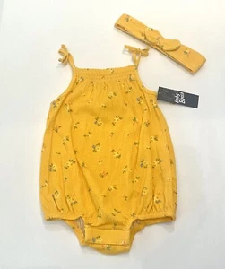 Carters Baby Girl Outfit 12 Months Romper Headband 2 PC Set Cute New - Picture 1 of 2