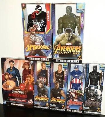 Hasbro Marvel Titan Hero Lote de 8 Figuras: Gorra, Thor, Pantera Negra, Hulk, Veneno Foto 1 de 4