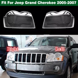 Pair Headlight Lens Cover Lampshade Shell Glue For Jeep Grand Cherokee 2005-2007 - Picture 1 of 10